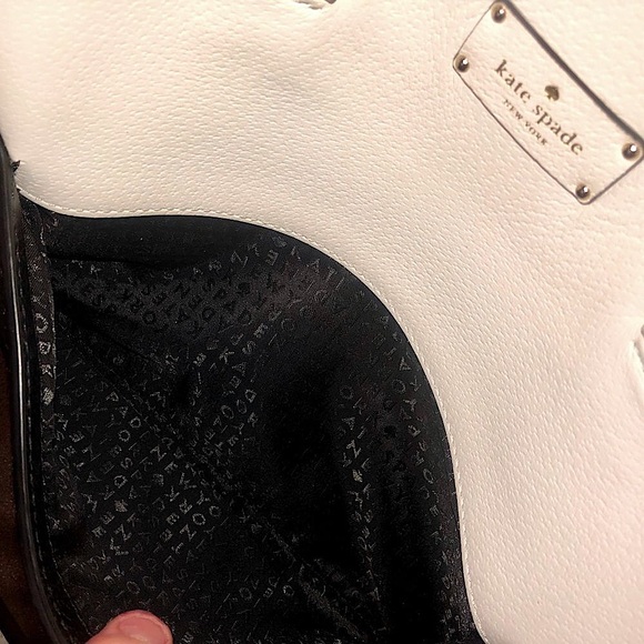 KATE SPADE White Black Leather Dome Shaped Top Handle Crossbody Satchel - Picture 16 of 17